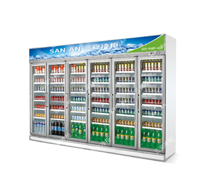 六门多门超市便利店立式铝合金冷柜,分体式